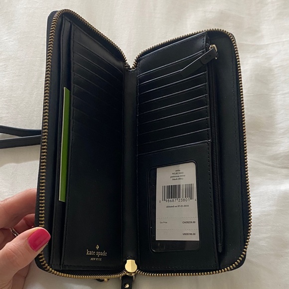 Kate Spade Black Wristlet with Gold Accents - Picture 3 of 10